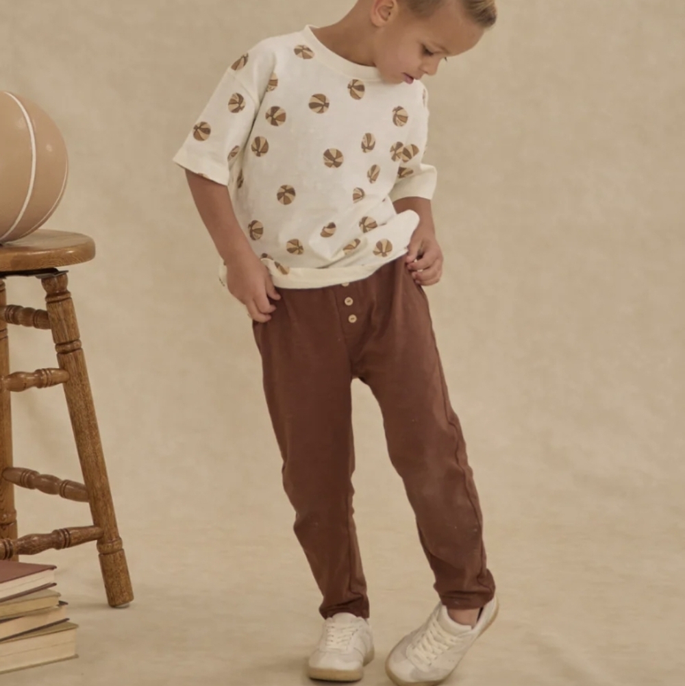 New Rylee + Cru 100% Cotton Kids Burgundy Trousers